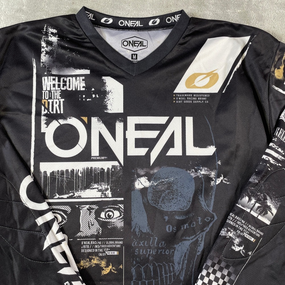 ONeal MX Element Motocross Jersey Mens Medium Black White Racing Dirt Bike - Picture 3 of 12